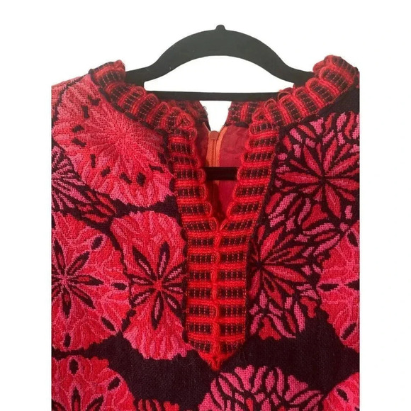 Hand-Made Artisan Crafted Micro Embroidered Red & Black Fringed Tunic Dress - Picture 10 of 16